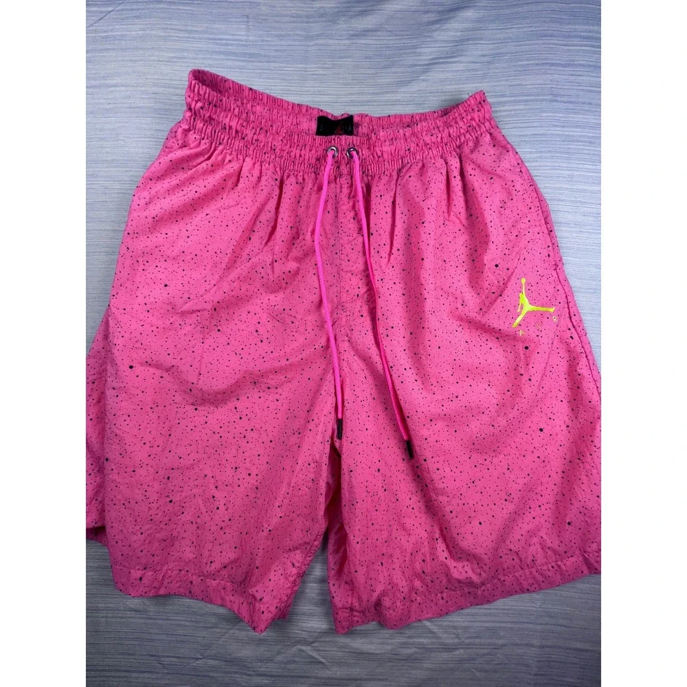 Jordan Mens Pink Black Speckle Jumpman Shorts NeonLogo XXL Basketball Streetwear